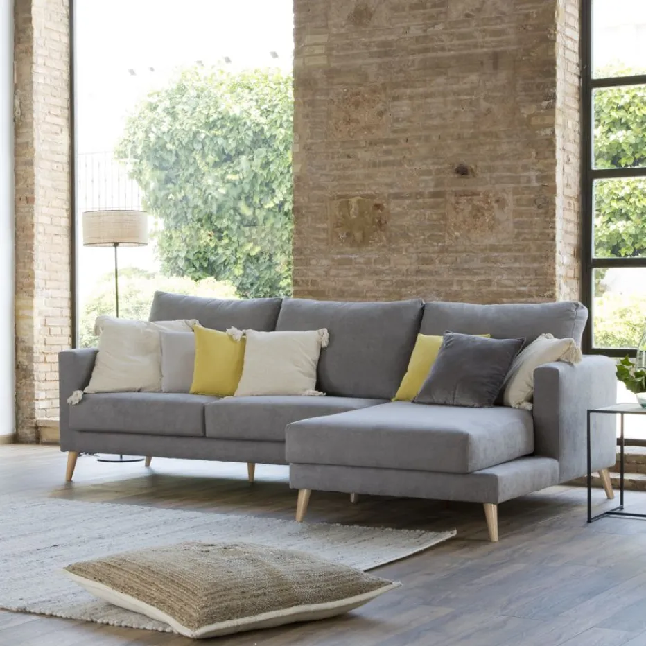 Banak Sofás Con Chaise Longue^Boss Gris
