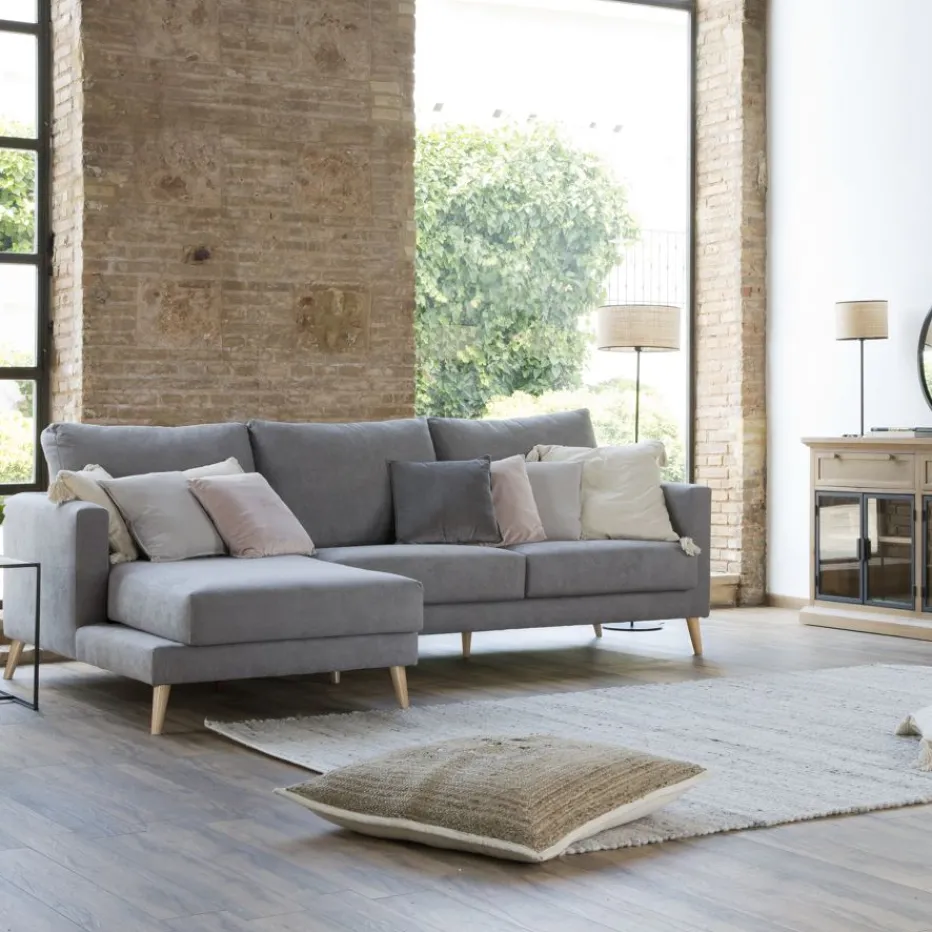 Banak Sofás Con Chaise Longue^Boss Gris
